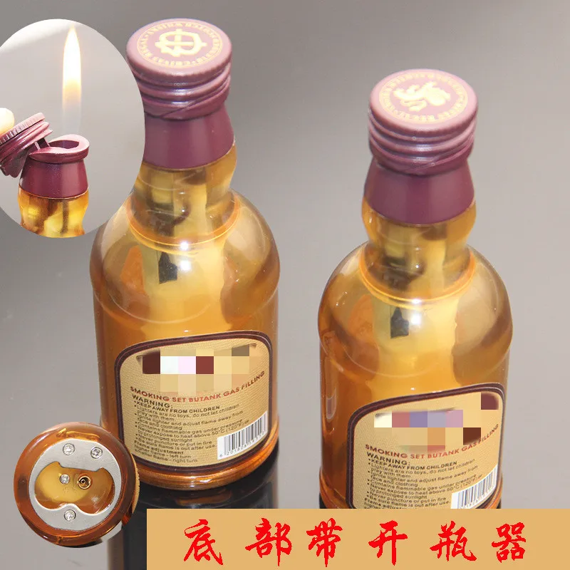 

Creative Beer Bottle Personality Lighter, Inflatable Butane Open Flame Lighter, Self-contained Bottle Opener, Men's Gadgets