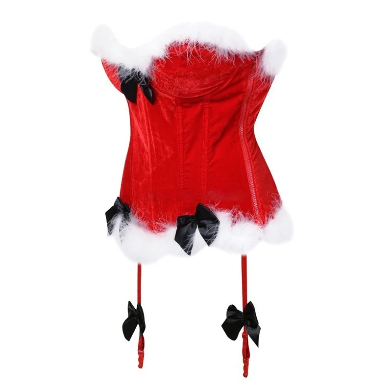 

Women's Mrs Santa Claus Valentines Overbust Corset Top Masquerade Christmas Sexy Lingeries Bustier Red Black Burlesque Costumes