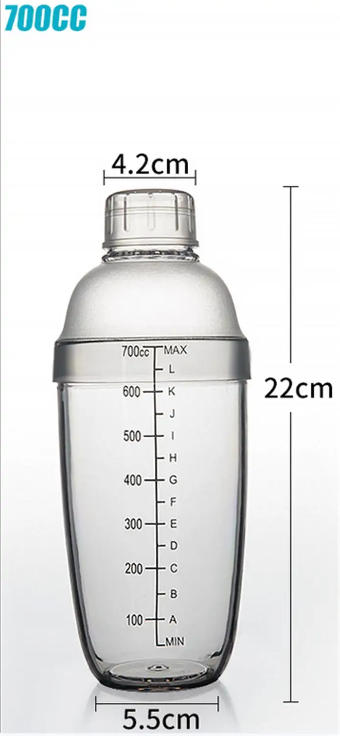 700ml Пластиковый шейкер для мартини, 350 мл/530 мл/700 мл/1000 мл, Миксер для вина, Миксер для вина, Миксер для напитков, барная посуда, boston, барный инструмент - Цвет: 700ml