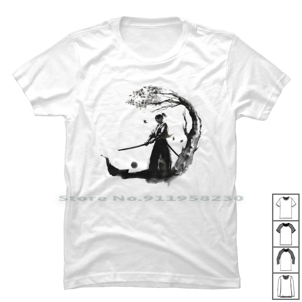 Мужская футболка с палочкой под деревом 100% хлопок иллюстрация боец популярная