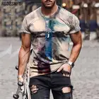 Мужская Винтажная футболка с круглым вырезом, большого размера