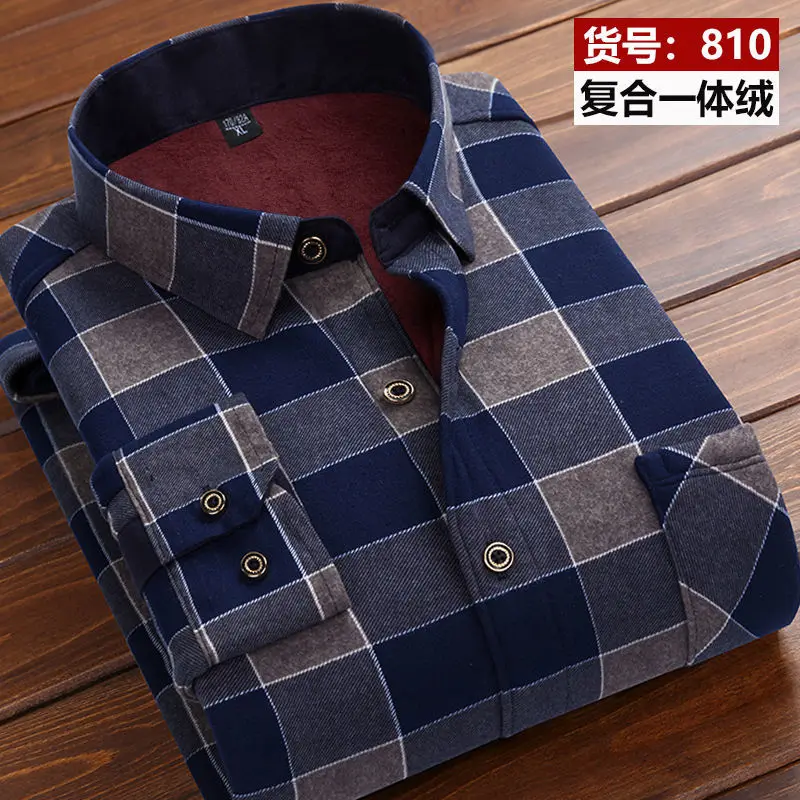 2022 winter Men's fashion smart casual striped long Sleeve Shirts,autumn men thicken Shirt Slim Fit Shirt Male full size M-4XL