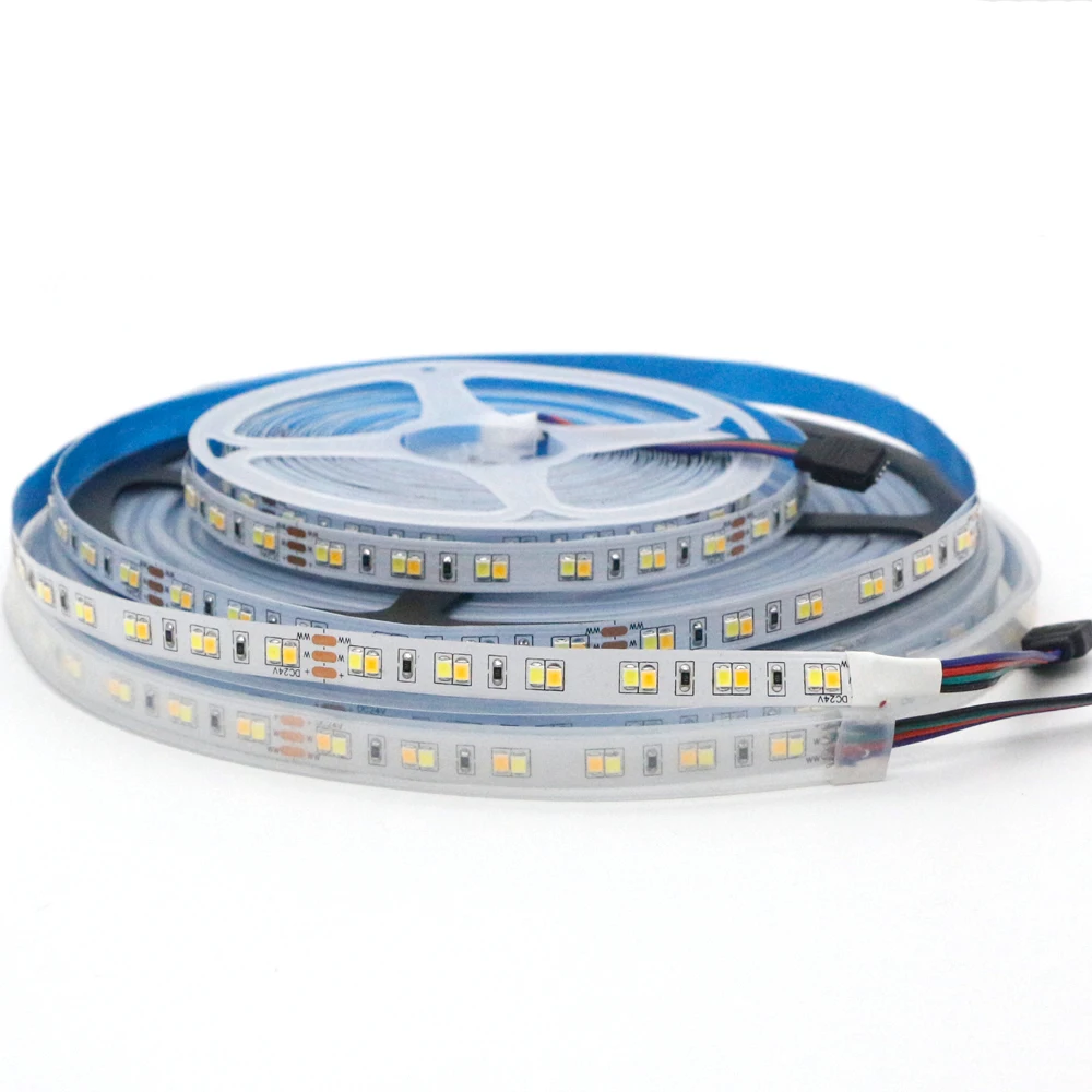 DC 12V 24V 5M двойной Цвет Светодиодные ленты светильник CCT Температура 2835 SMD с