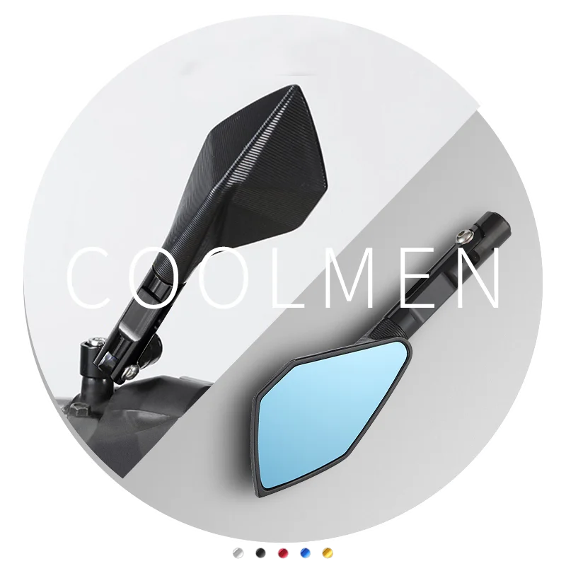 

Мотоциклетные алюминиевые боковые зеркала заднего вида с ЧПУ, универсальное HD антибликовое разрывающееся ветро, пятиугольное зеркало, син...