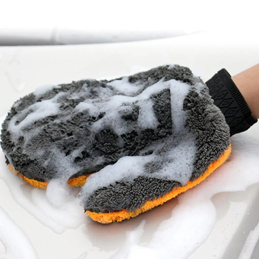 

Microfiber Coral Car Wash Gloves Cleaning Wash Tools Care Cleaning Cloth Glove Wipe Double-faced Washing Mitt Thick Auto S4O7