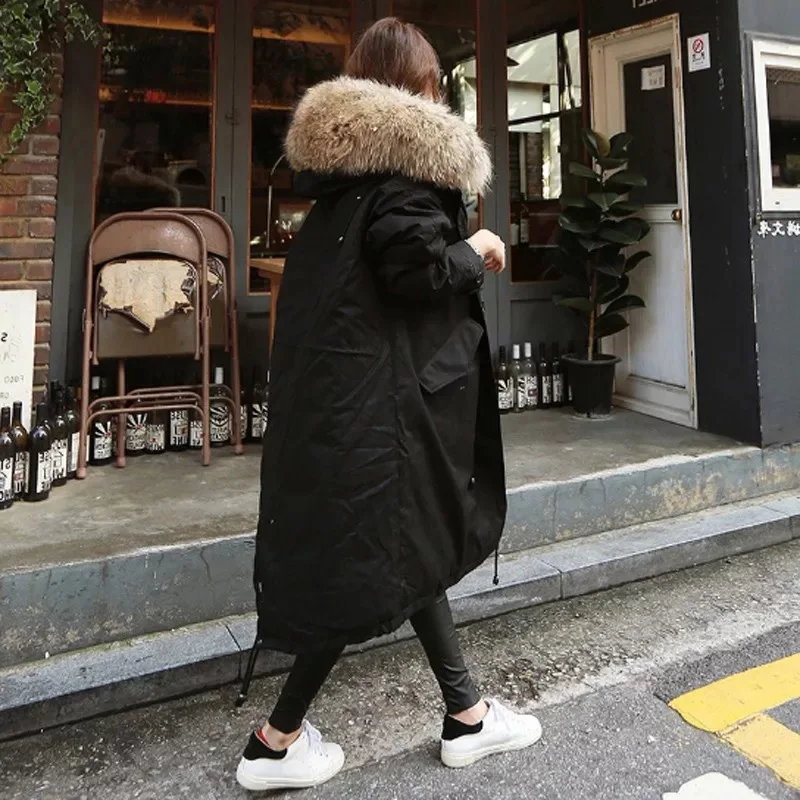 Меховая парка зимняя куртка для женщин пальто с капюшоном большого размера плюс