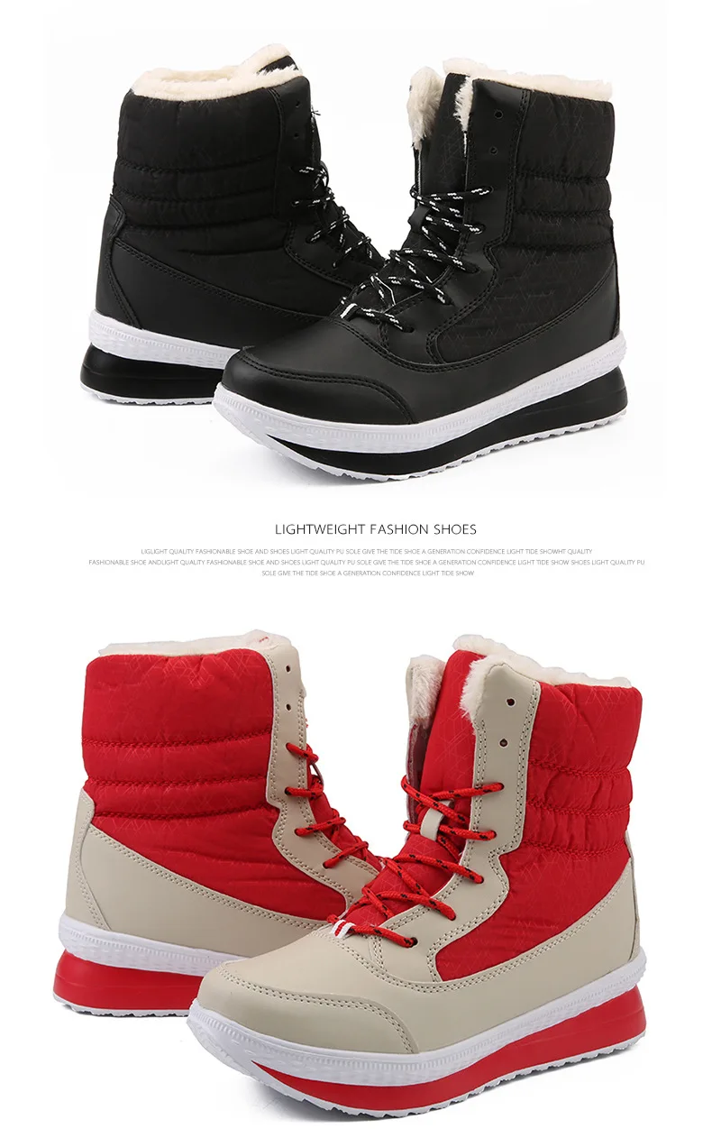 SARAIRIS Winter Waterproof Snow Boots Woman Add Fur Warm Ladies Shoes Woman Fashion Thick Heels Lace Up Boots Female Size 35-42