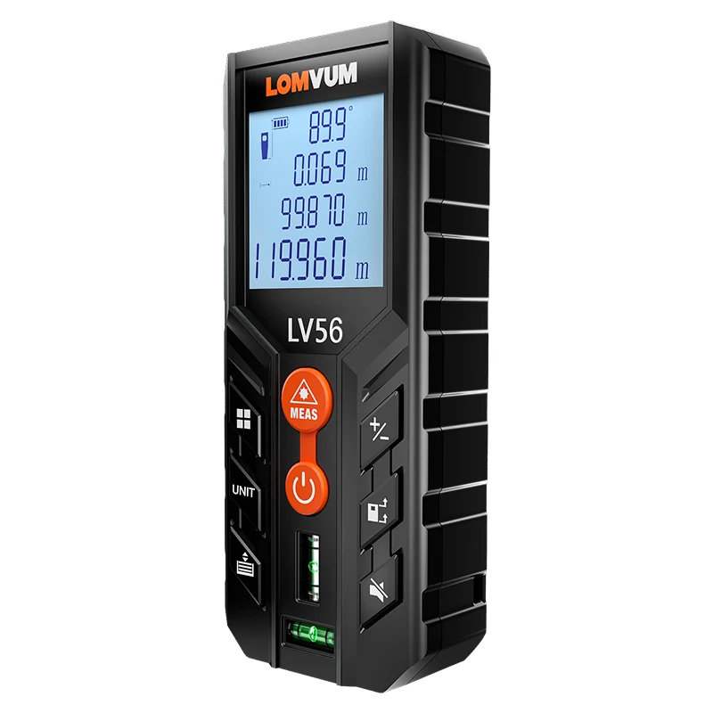 LOMVUM NEW Handheld Laser Rangefinder Black Distance Meter Digital Tape 50m 120m Bubble Leveling |