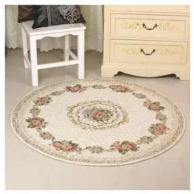

Round Flower Carpets For Living Room Pastoral Style Home Bedroom Rugs Study Children Play Mat Chair Europe Area Rug alfombras