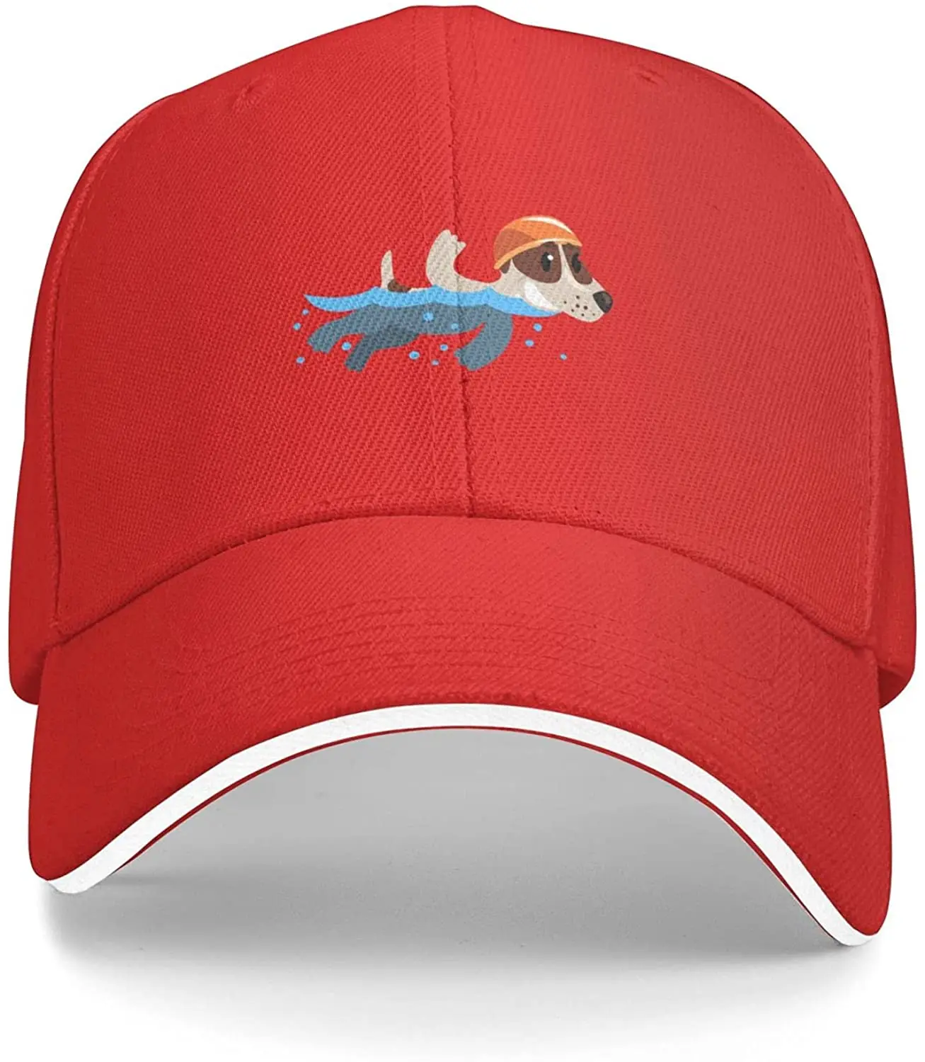 

Cartoon Swimming Dog Unisex Personality Peaked Cap High Brim Baseball Cap Trucker Hat