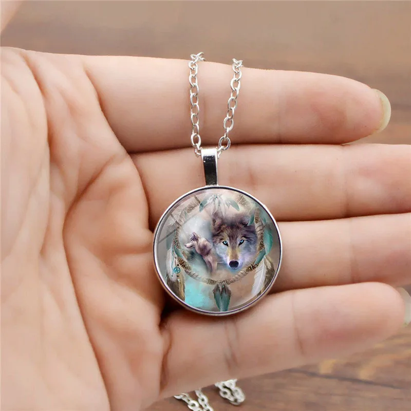 

Gosun Customize Photo Chain Personalize Photo Glass Crystal Pendant Art Wolf Necklace Steel Domineering Wolves Photo DIY Jewelry