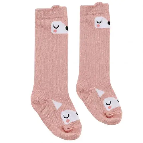 Curved Pink Fox Милый Лиса уши, принт с животными, подходящее для детей обоих полов из мягкой дышащей ткани без пятки средней высоты с круглым носки для мальчиков и девочек, детские осенние зимние теплые мягкие милые носочки - Цвет: Curved Pink Fox