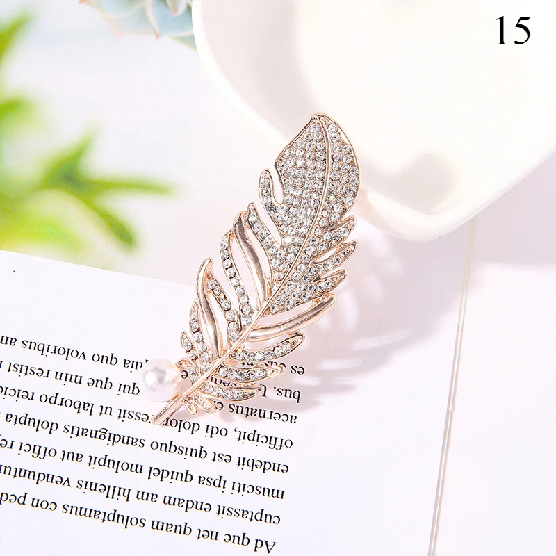 

Elegant Leaves Rhinestones Flower Pearl Bouquets Rose Gold Wedding Brooch for Women Crystal Wedding Brooches Pin Jewelry Gift