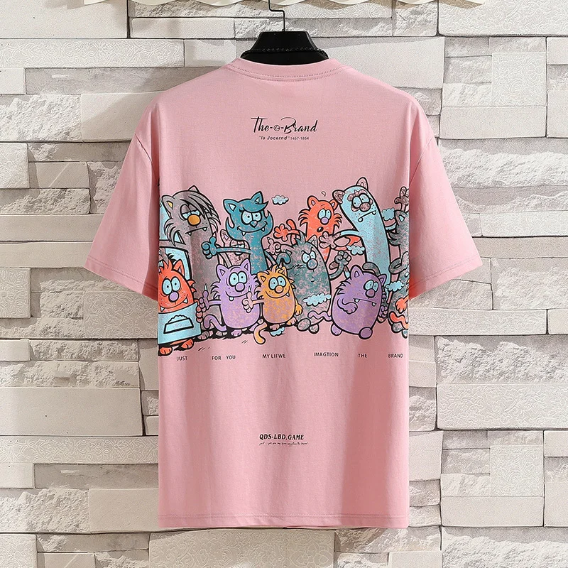 

2021 new summer men's cotton short-sleeved T-shirt with printed trend for men's neck e