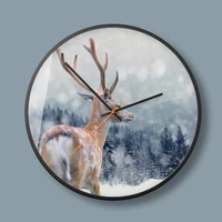 hd wall clock elk reindeer series animal living room bedroom wall clock fashion mute decorative clock