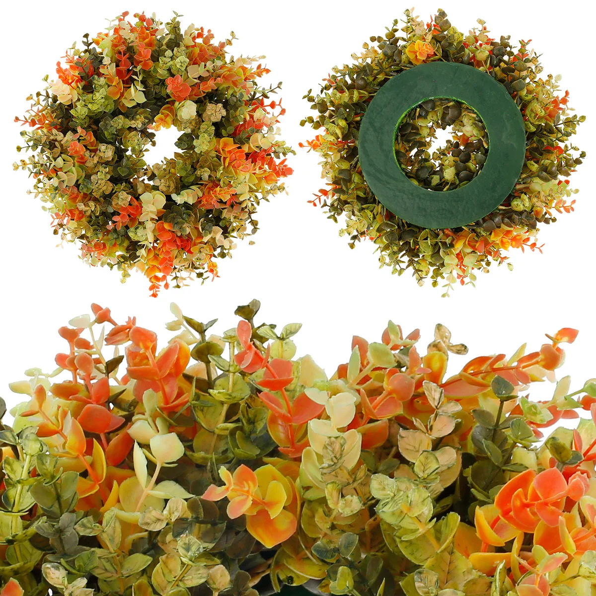 

Искусственный венок урожая, пластиковый осенний венок из эвкалипта, передняя дверь, праздничное украшение на День Благодарения