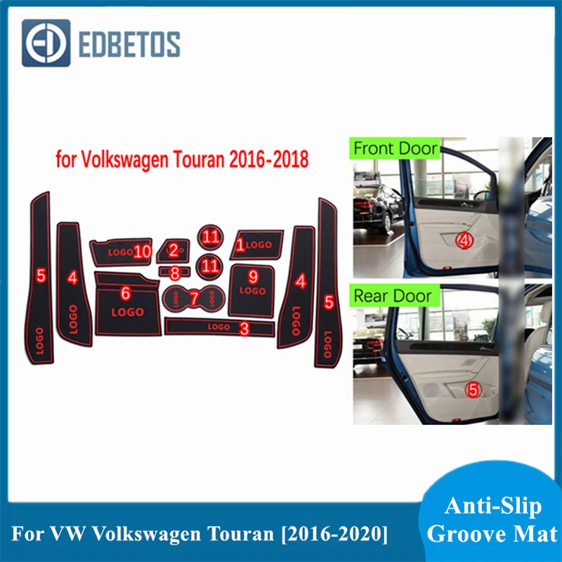 Дверной коврик с желобом для VW Touran 2016 2017 2018 2019 2020 Volkswagen MK2 аксессуары