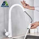 Выдвижной кухонный смеситель Rozin Touch Sense, белый, черный, с умным датчиком, режим распыления