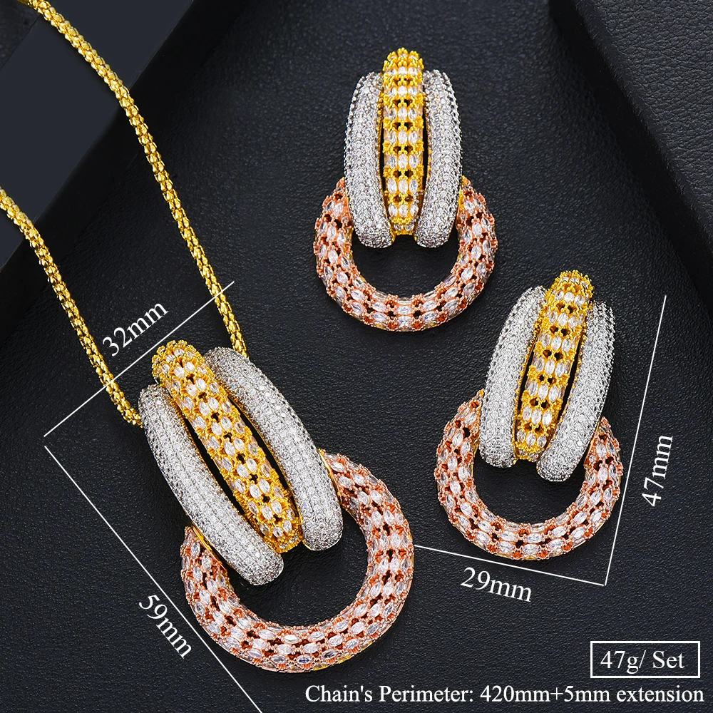 

GODKI Luxury Geometric African Bangle Ring Set Indian Jewelry Sets For Women Wedding Engagement brincos para as mulheres