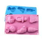 6 ячеек DIY силиконовые формы детские игрушки стопы 3D Шоколадные конфеты Желе Формы Кекс вечерние помадные инструменты для украшения торта