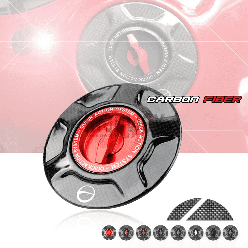 

Flat Weave Carbon Fiber Motorcycle Accessories Quick Release Key Fuel Tank Gas Oil Cap Cover for Ducati PANIGALE V2 2020