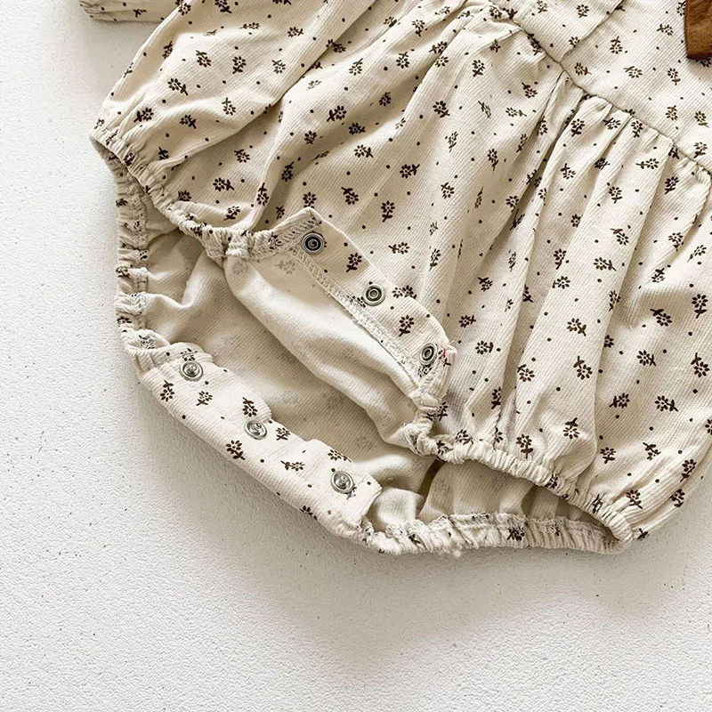 

0-3Yrs Spring Newborn Infant Baby Girls Floral Rompers Clothing New Kids Girl Long Sleeve Corduroy Rompers Clothes
