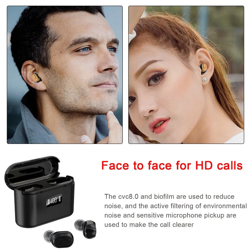 J22 Digital Display Wireless Stereo Headset Call Function NFC Voice Control Portable | Электроника