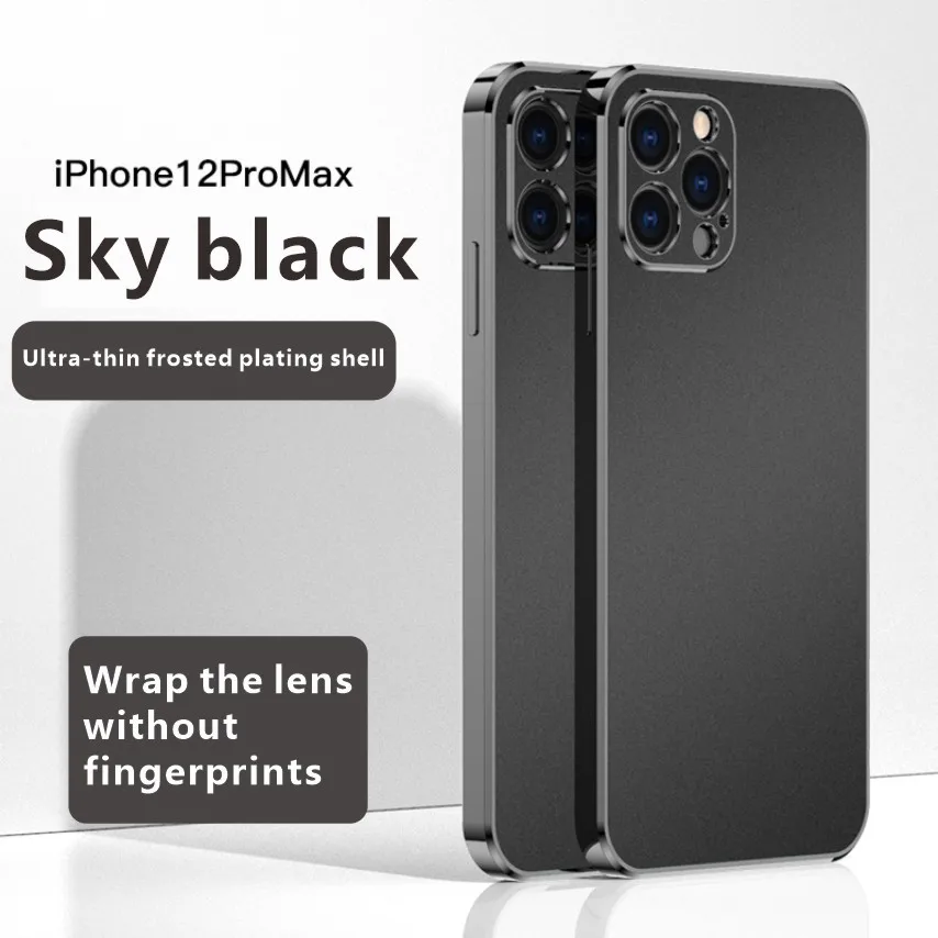 

【Sky black】Apple iphone12Pro Max frosted solid color electroplated case