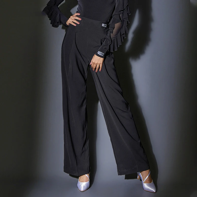 

2021 Latin Dance Clothes Modern Dance Pants Women'S New High-Waist Wide-Leg Trousers Femlae Adult Ballroom Dancing Pants DQS8013