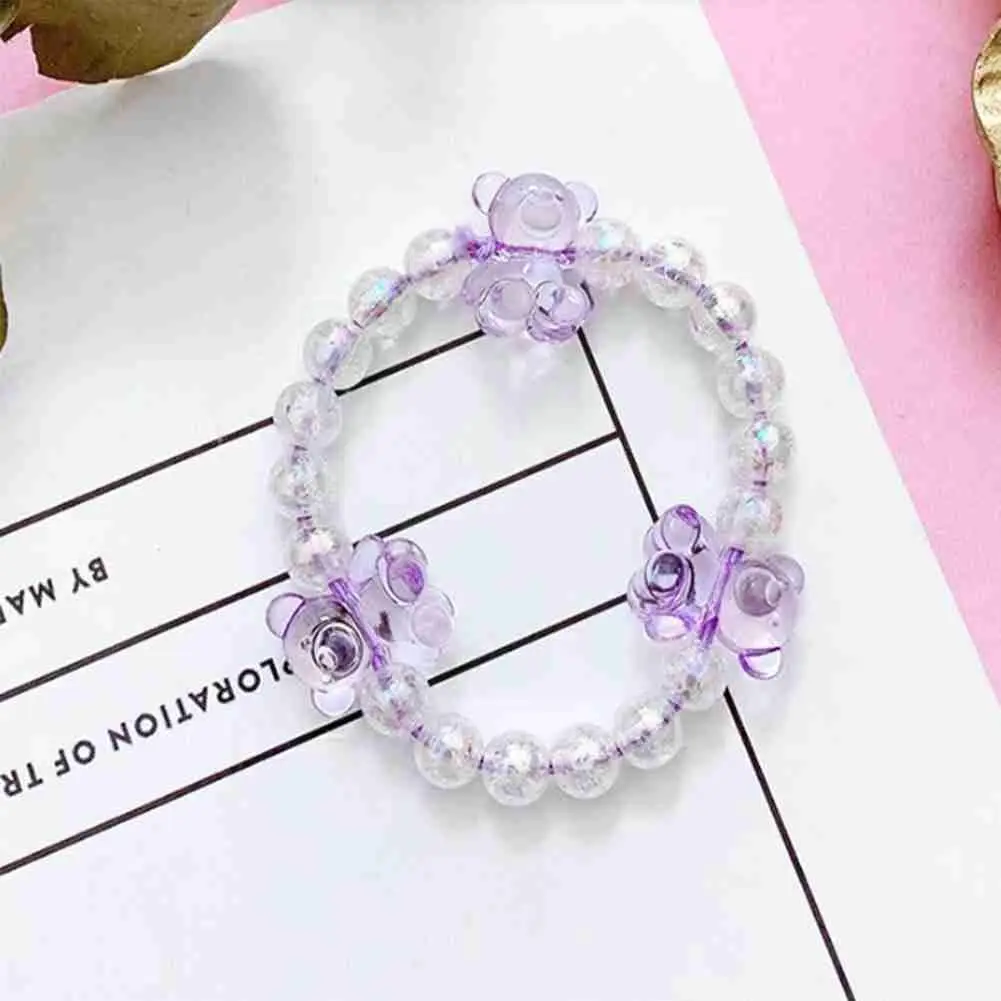 

Резинка для волос ярких цветов, держатель для волос с искусственными бусинами, эластичная заколка для конского хвоста, аксессуары для девоч...