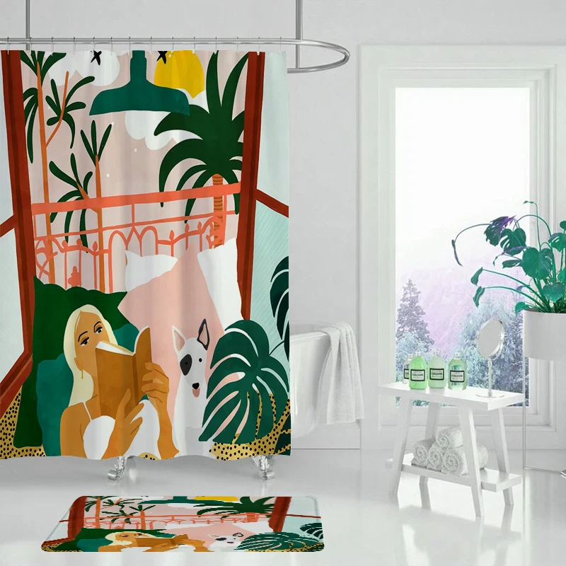 Женская простая душевая занавеска С животным принтом водонепроницаемая для душа