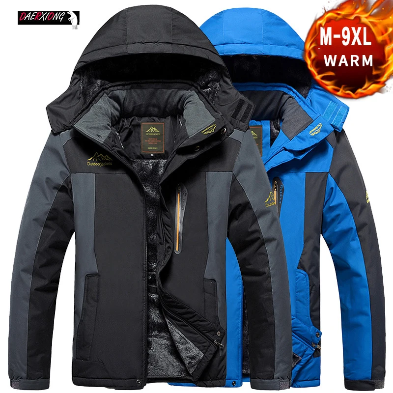 Зимняя мужская куртка 8XL 9XL плюс бархатная теплая парка пальто мужские куртки