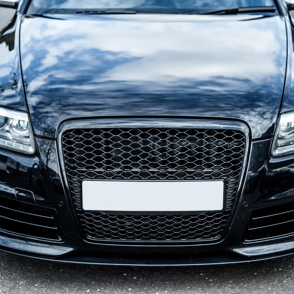 Для RS6 Стиль передняя Спортивная Шестигранная сетка сотовая вытяжка гриль глянец