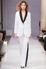 Белый женский брючный костюм, женский модный костюм с длинным рукавом, Женский индивидуальный воротник
