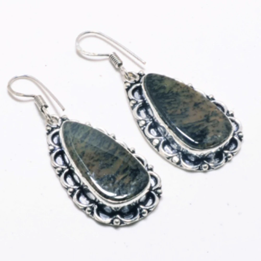 

Honey Dendrite Opal Silver Overlay on Copper Earrings, 51 mm , E4468