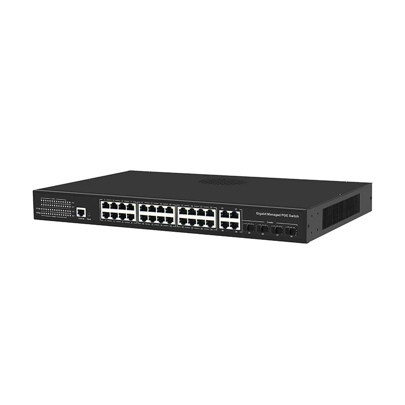 24 порта гигабитный коммутатор PoE Ethernet управляемый 48 В с 4 гигабитными слотами SFP IGMP