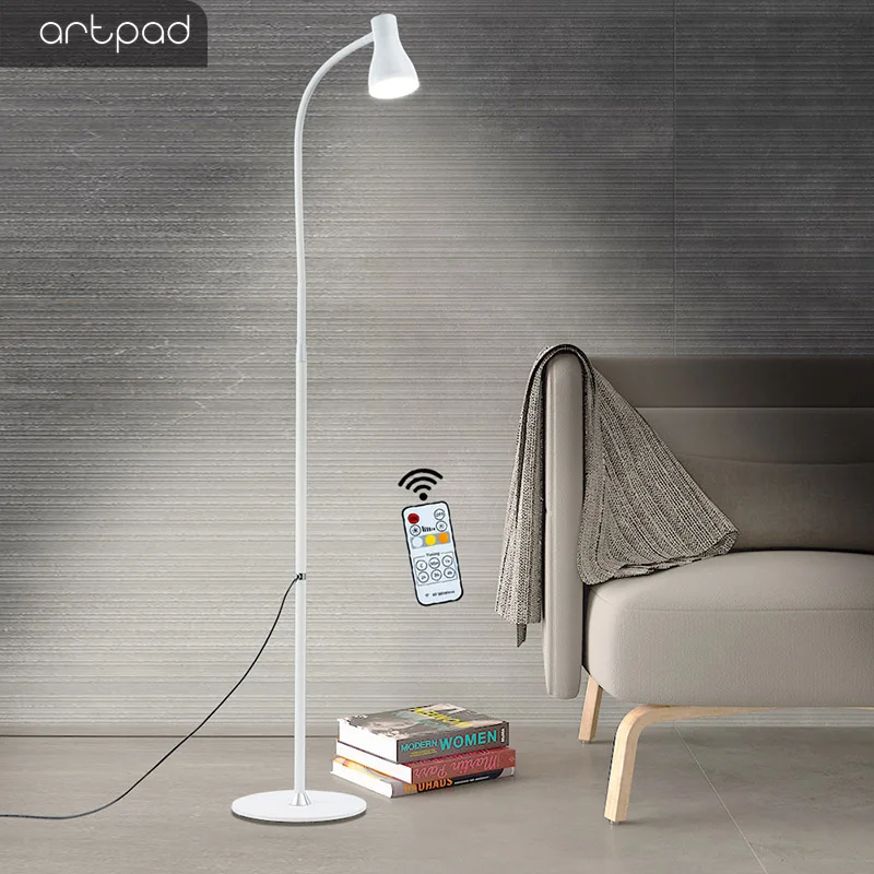 Белая Напольная Лампа с гусиным горлом 10 Вт 3 цвета температура и 5 уровней