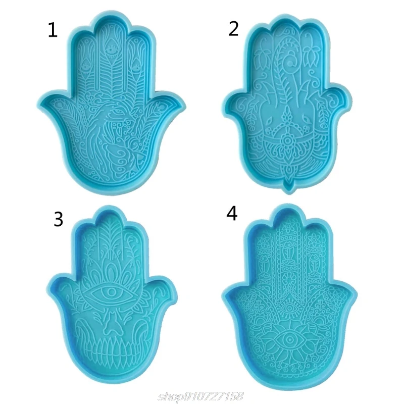 

Khamsah Hamsa Hand Coaster Epoxy Resin Silicone Mold Fatima Hand Tray Resin Casting Mold Elephant in the Palm J07 21 Dropship