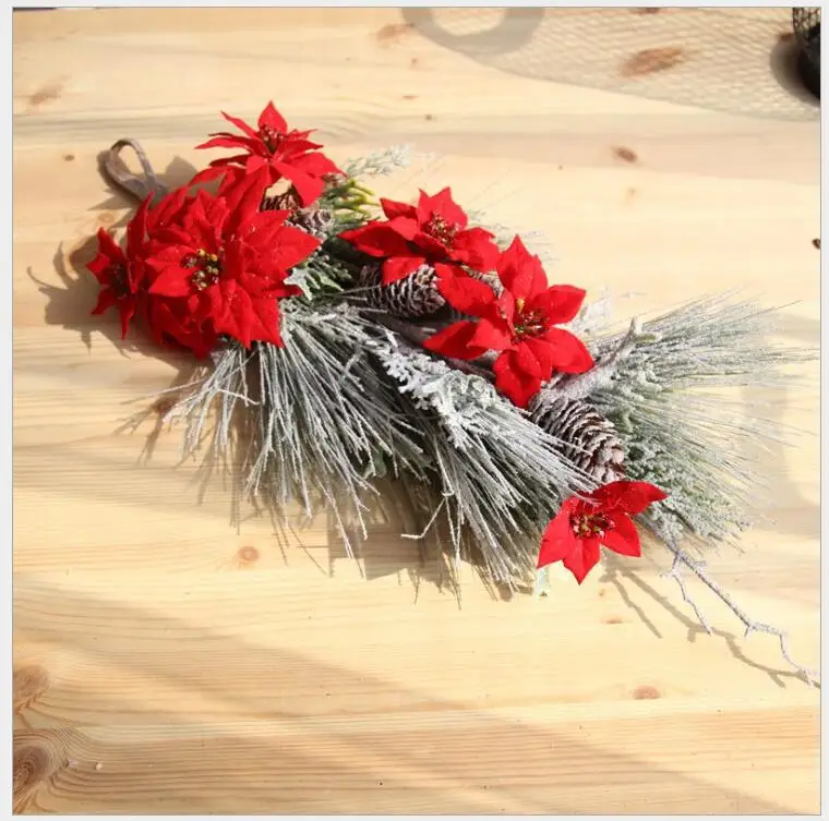 Индиго-красный Poinsettia Рождественский цветок Висячие цветочные композиции букет из искусственных цветов вечерние домашние мероприятия