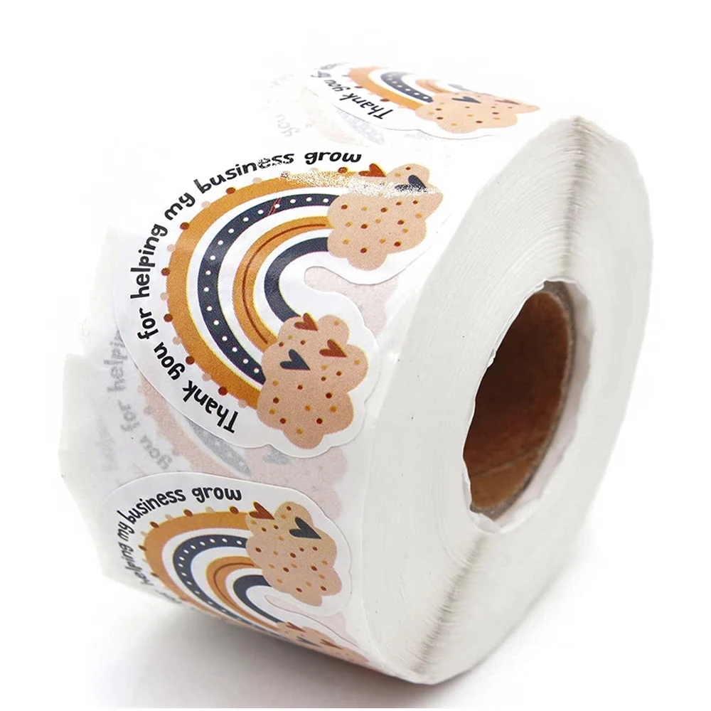 

Радужные наклейки, Спасибо за помощь в моем бизнесе в выращивании, наклейки ручной работы для упаковки подарочных коробок, наклейки для упа...