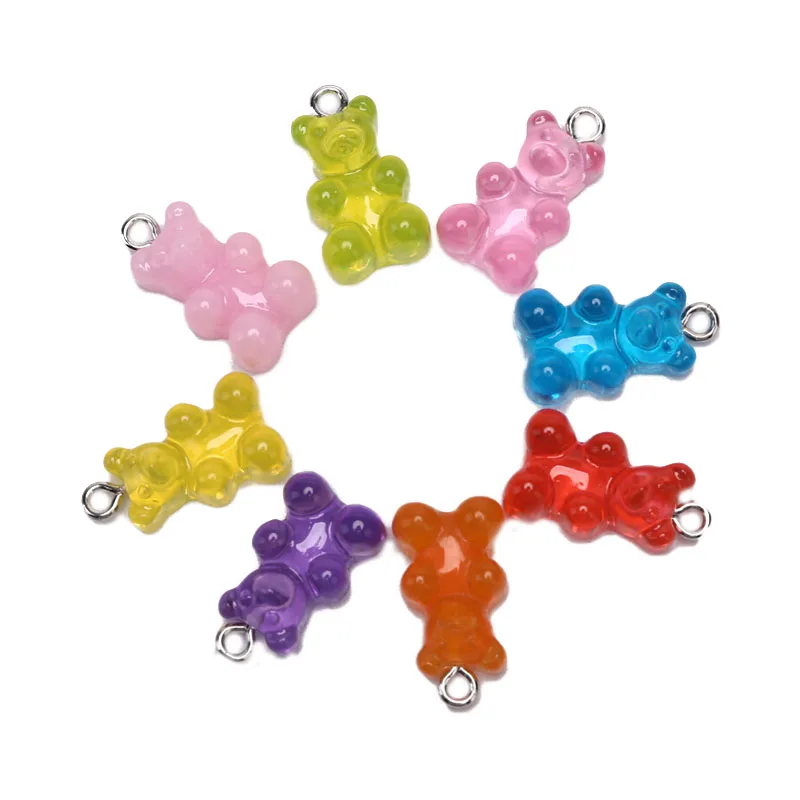 10 шт., хит, новинка, модные милые шармы Gummy Bear, плоская задняя часть, Полимерные Подвески, ожерелье, подвеска, серьги, подвески для украшения своими руками 1*1,7 см