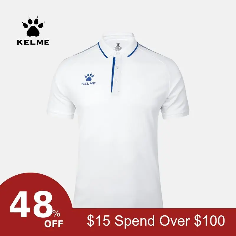 KELME мужская летняя рубашка поло с коротким рукавом из хлопка, Спортивная рубашка поло, Тонкая Повседневная рубашка 3891066