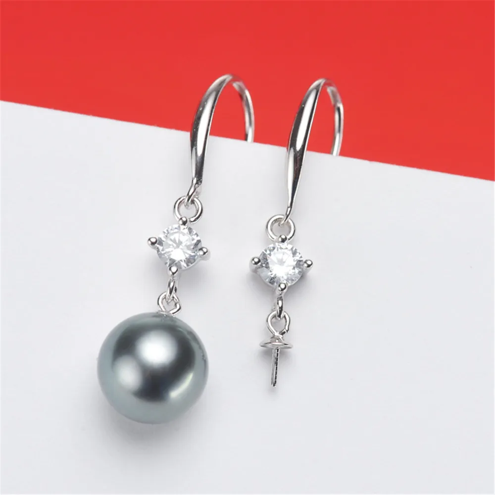 

Настоящее Твердые 925 стерлингового серебра жемчужные серьги-гвоздики, аксессуары Findings, сделай сам, ювелирное изделие ушной крючок пустые По...