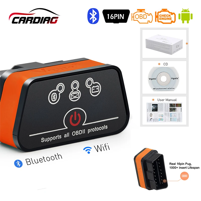 Диагностический сканер Vgate iCar 2 OBDII ELM327 iCar2 Wi Fi/BT OBD2 для IOS iPad Android|obd2 diagnostic tool|elm327 icar2