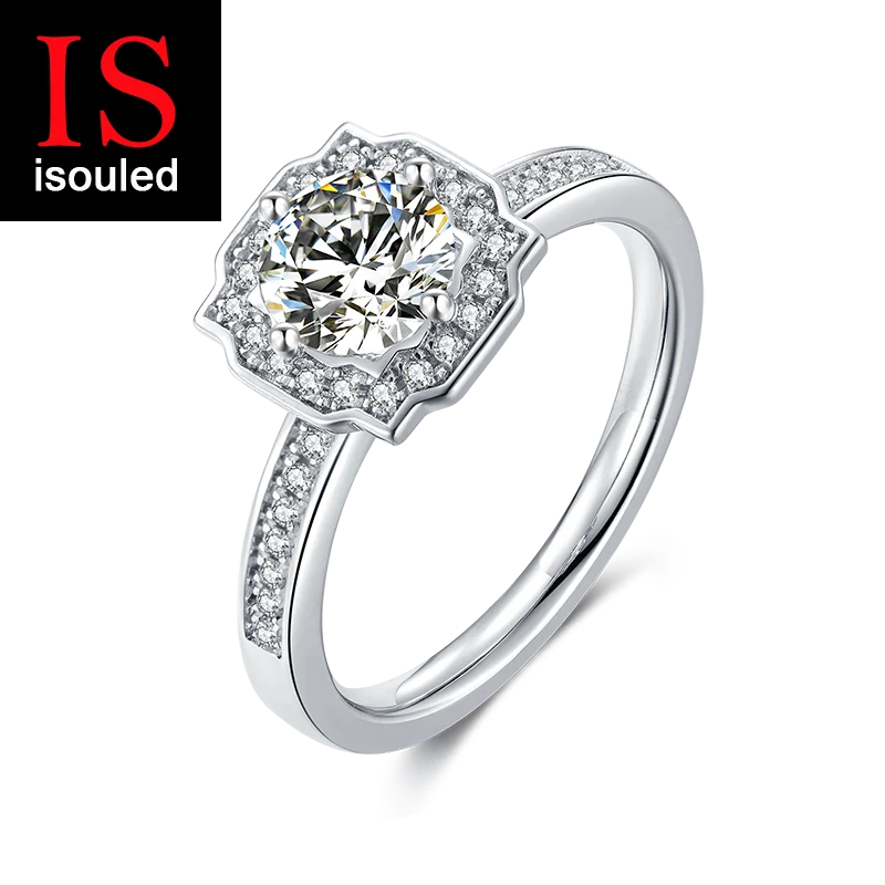 

Absolutely Stunning Moissanite Ring 1ct D Color 925 Sterling Silver and 18k White Gold Plated Women Ring Lover Ring for Promise