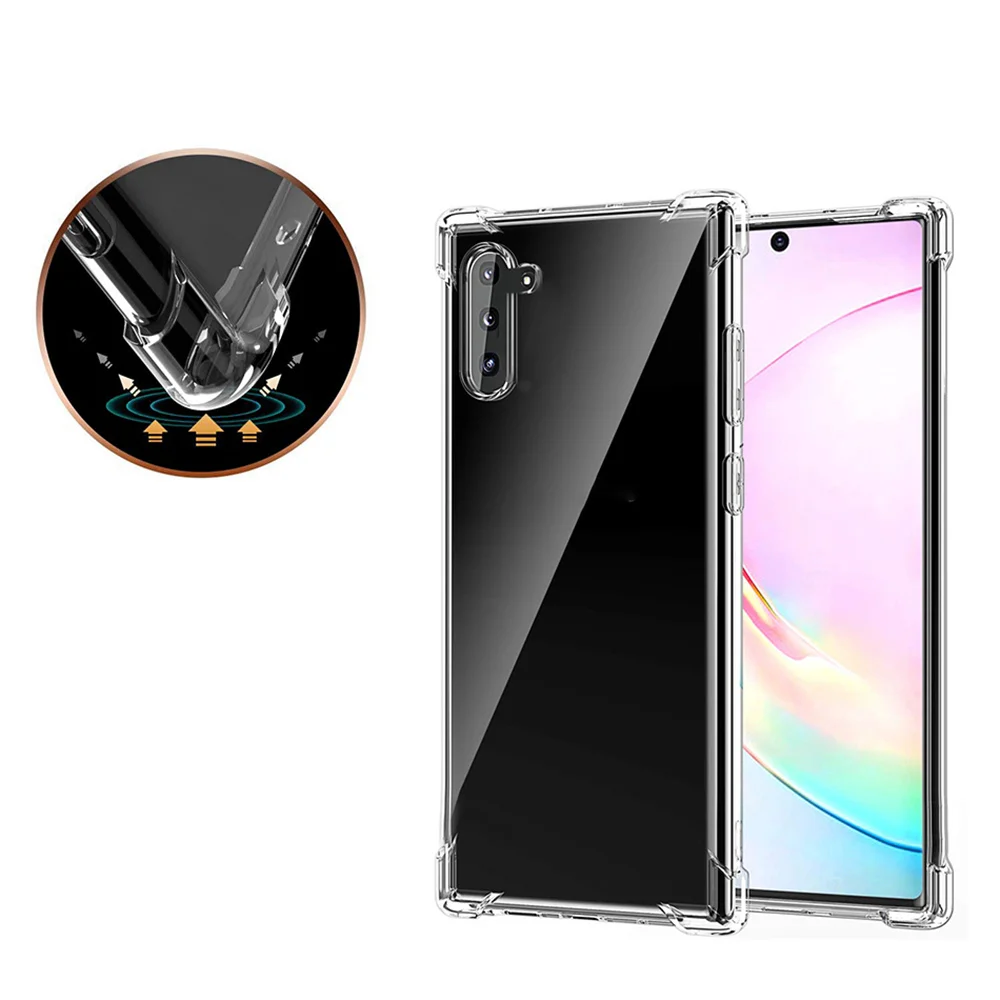 2019 для samsung Note 10 бампер чехол усиленный угловой кристально чистый мобильный