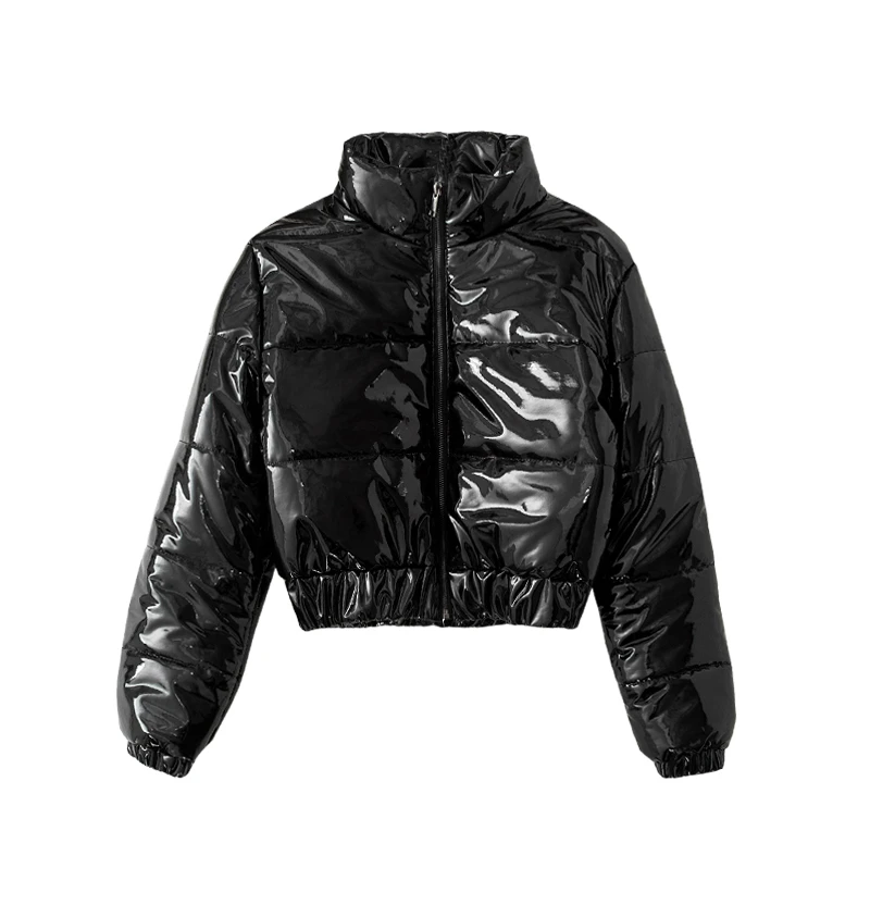 Зимняя укороченная куртка пузырь Женская Блестящая стеганая уличная женская