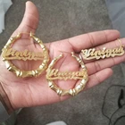 Набор бижутерии на заказ с 3D именной табличкой, модные серьги, именная табличка на заказ, серьги, золотой и индивидуальный 3D именная табличка, ожерелье, цепь Фигаро