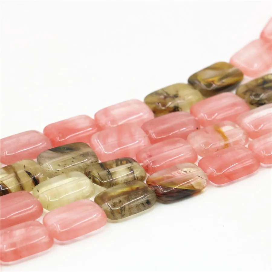 Newl Free Shipping Multicolor Watermelon Tourmaline Stone 13x18mm Rectangle Loose Beads Diy Jewelry Making 15inch B493 | Украшения и