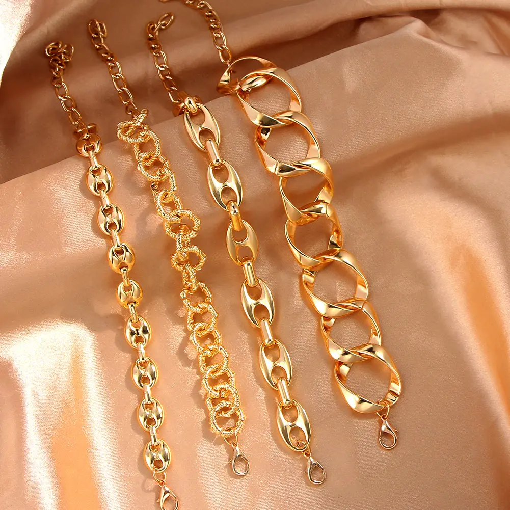 Браслеты на ногу JJFOUCS в стиле панк толстой цепочке Пляжная бижутерия для женщин